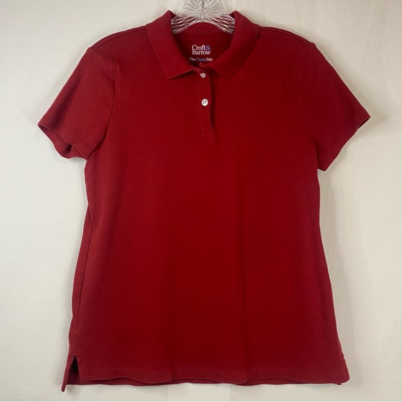 CROFT & BARROW® Essential Classic Short Sleeve Collared Shirt Red Size Small - Picture 3 of 13
